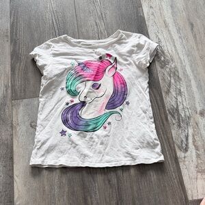 Place Unicorn Print Kids Shirt - White with Multicolor Design